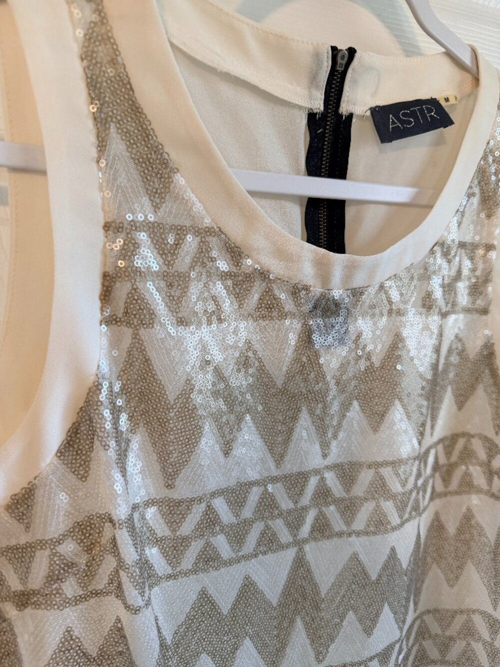 ASTR Women's Gold Sequin Blouse - Size LARGE